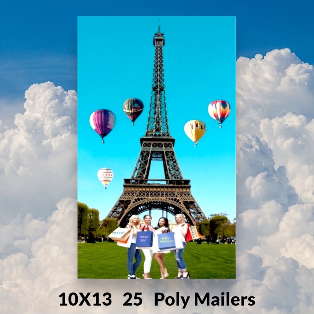 ( Quantity 25 10x13 ) Eiffel Tower Paris Fun Poly Mailers Bag Shipping Envelope